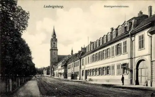 Ak Ludwigsburg in Württemberg, Stuttgarterstraße, Kirche