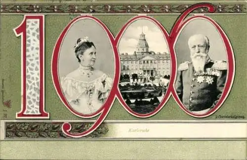 Ak Karlsruhe in Baden, Schloss, Großherzog Friedrich I. von Baden, Luise von Preußen