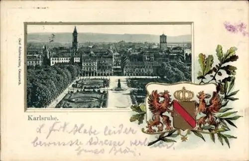 Präge Wappen Litho Karlsruhe in Baden Württemberg, Platz