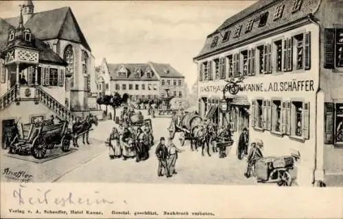 Künstler Ak Strieffler, Deidesheim in der Pfalz, Gasthaus zur Kanne