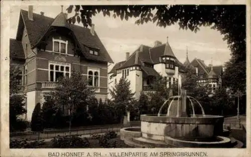 Ak Bad Honnef am Rhein, Villenpartie, Springbrunnen