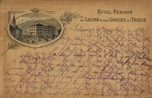 Vorläufer Salvan Kanton Wallis Schweiz, Hotel Pension de Salvan, Hotel des Gorges du Triege
