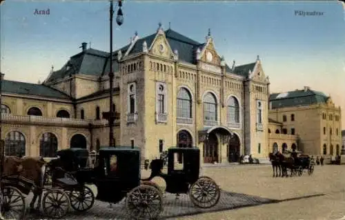 Ak Arad Rumänien, Bahnhof