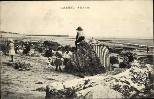 Ak Carteret Manche, Strand, Kinder