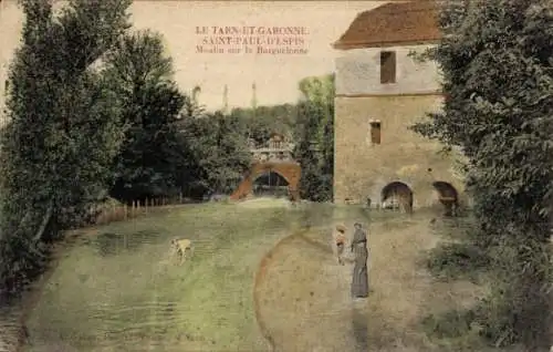 Ak Saint Paul-d'Espis, Moulin sur la Barguelonne