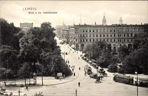 Ak Leipzig in Sachsen, Blick in die Goethestraße