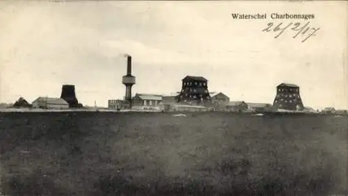 Ak Waterschei Genck Flandern Limburg, Kohleminen