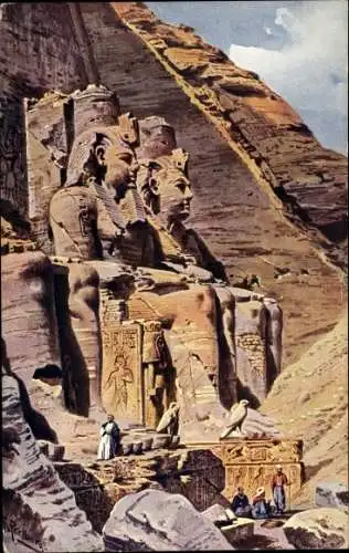 Künstler Ak Perlberg, F., Abu Simbel Ägypten, Kolosse des Ramses