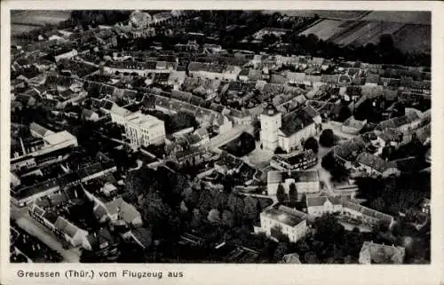 Ak Greußen in Thüringen, Fliegeraufnahme, Kirche