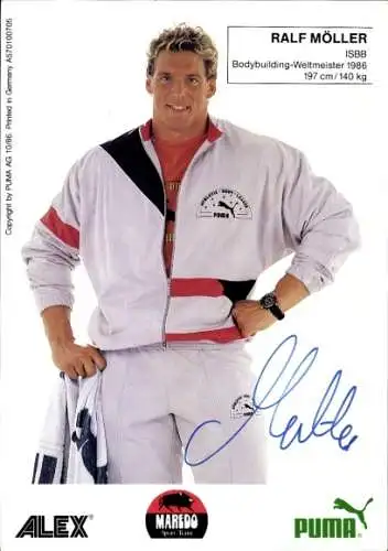 Ak Schauspieler Ralf Möller, Standportrait, Autogrammm, Alex, Maredo, Puma