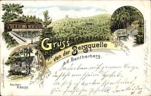 Litho Benthe Ronnenberg, Gasthof Bergquelle, H. Hecht, Wald, Bentherberg