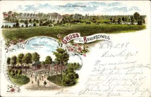 Litho Braunschweig in Niedersachsen, Gesamtansicht, Parkhaus, Ernst Andreas