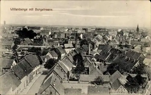 Ak Wittenberge an der Elbe Prignitz, Gesamtansicht, Burgstraße