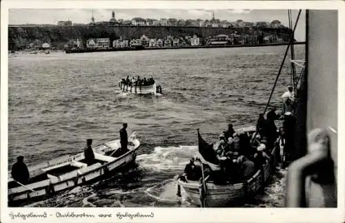 Ak Nordseeinsel Helgoland, Ausbooten vor der Insel