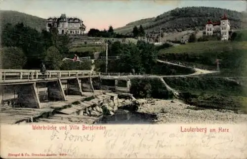 Ak Bad Lauterberg im Harz, Wehrbrücke, Villa Bergfrieden