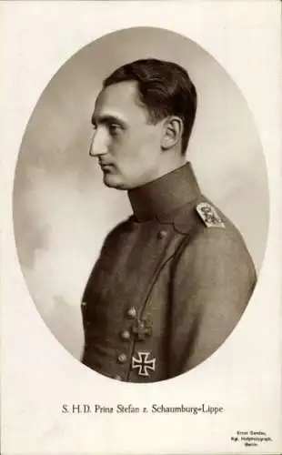 Passepartout Ak Prinz Stefan zu Schaumburg Lippe, Portrait