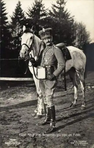 Ak Fürst Adolf von Schaumburg Lippe im Felde, Uniform, Pferd, Liersch 7255