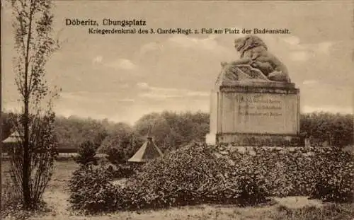 Ak Dallgow Döberitz im Havelland, Truppenübungsplatz, Kriegerdenkmal 3. Garde Rgt. z. Fuß