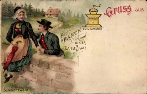 Litho Reklame, Franck Kaffee-Zusatz, Schwarzwälder Trachten