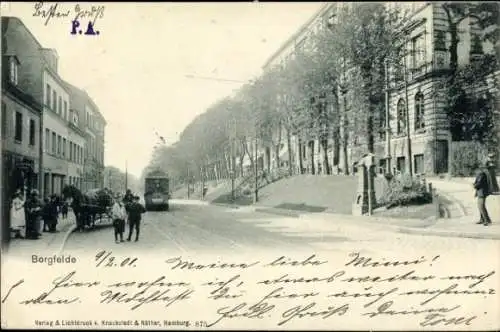 Ak Hamburg Mitte Borgfelde, Straßenpartie