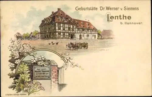 Litho Lenthe Gehrden in Niedersachsen, Geburtshaus von Dr. Werner von Siemens