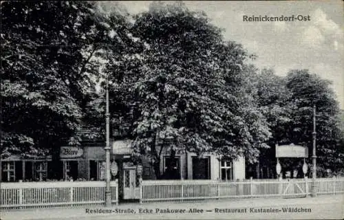 Ak Berlin Reinickendorf Ost, Residenz-Straße, Ecke Pankowe-Allee, Restaurant Kastanien-Wäldchen