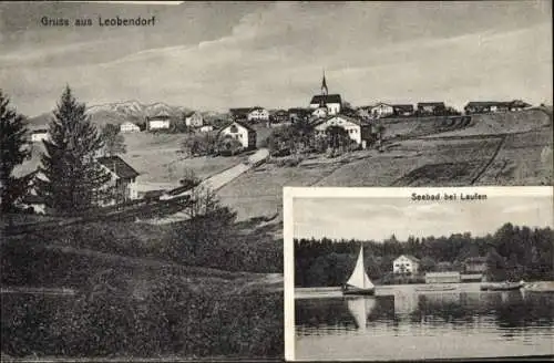 Ak Leobendorf Laufen in Oberbayern, Gesamtansicht, Seebad