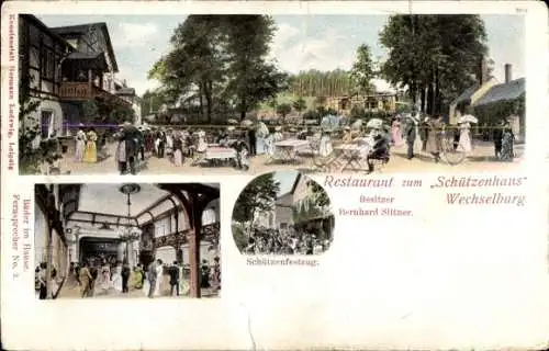 Ak Wechselburg in Sachsen, Restaurant zum Schützenhaus, Schützenfestzug
