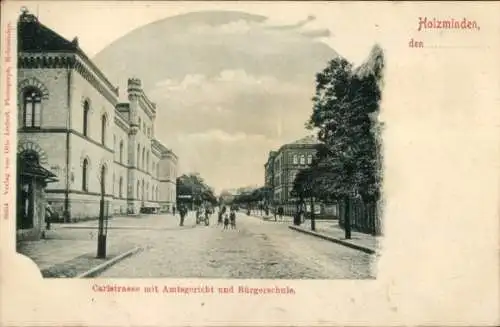 Ak Holzminden an der Weser, Carlstraße, Amtsgericht, Bürgerschule