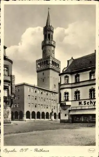 Ak Opole Oppeln Schlesien, Rathaus, Arkaden, Apotheke