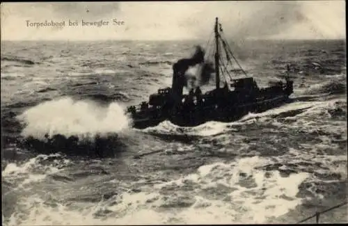 Ak Deutsches Kriegsschiff, Torpedoboot auf bewegter See, Kaiserliche Marine