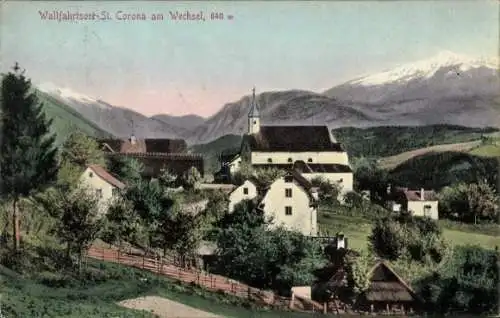 Ak St Corona am Wechsel in Niederösterreich, Teilansicht mit Kirche