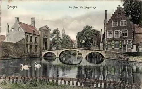 Ak Bruges Brügge Flandern Westflandern, Le Pont du Beguinage