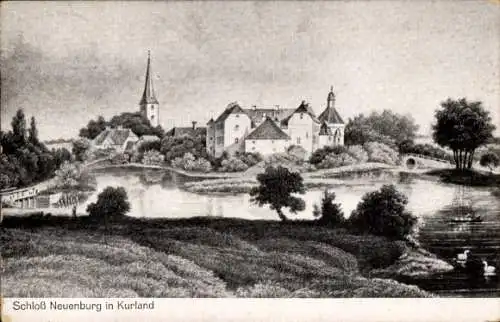 Künstler Ak Kurland Lettland, Schloss Neuenburg