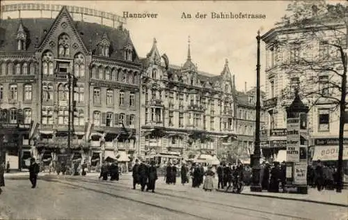 Ak Hannover in Niedersachsen, Bahnhofstraße, Litfaßsäule