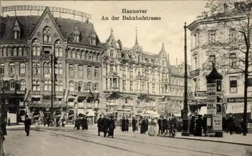 Ak Hannover in Niedersachsen, Bahnhofstraße, Litfaßsäule