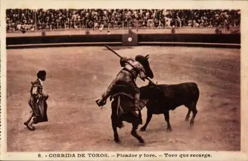 Ak Stierkampf, Picador und Stier