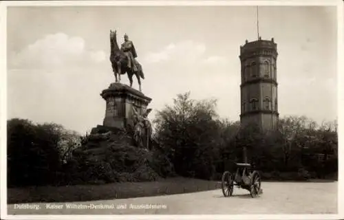 Ak Duisburg im Ruhrgebiet, Kaiser Wilhelm-Denkmal, Aussichtsturm, Kanone