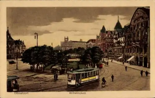 Ak Düsseldorf am Rhein, Wilhelmplatz, Straßenbahn