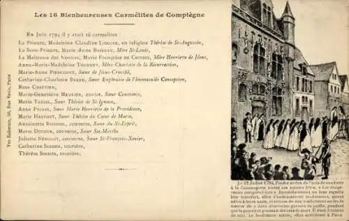 Ak Compiègne Oise, les 16 Bienheureuses Carmelites, Szene 12. Juli 1794, Nonnen