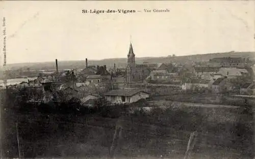 Ak Saint Léger des Vignes Nièvre, Gesamtansicht, Kirche