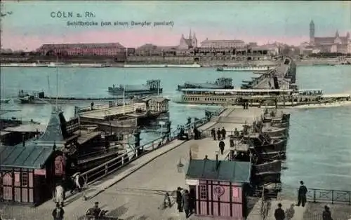 Ak Köln am Rhein, Schiffbrücke, Dampfer