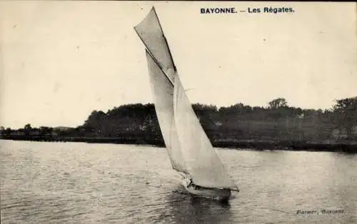 Ak Bayonne Pyrénées Atlantiques, Regatta, Segelboot