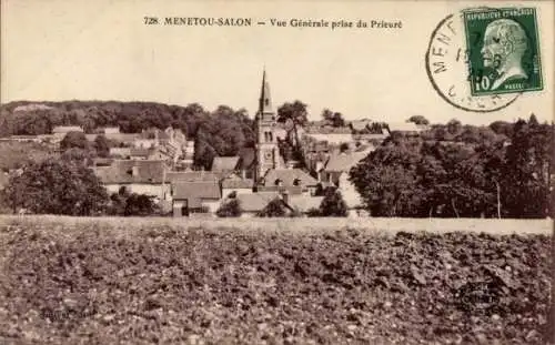 Ak Menetou Salon Cher, Vue générale prise du Prieure