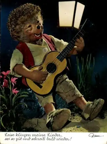 Ak Mecki der Igel, Leise klingen meine Lieder, sei so gut und schreib bald wieder, Gitarre
