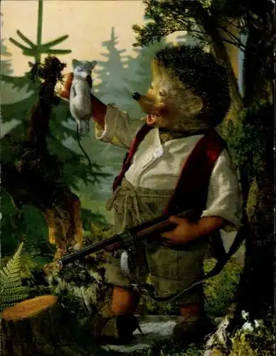 Ak Mecki der Igel, Jetzt hab ich dich, Mäusejagd, Gewehr