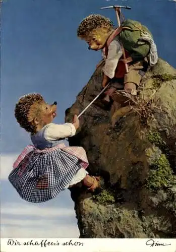 Ak Mecki der Igel, Wir schaffen's schon, Igelkinder beim Bergsteigen