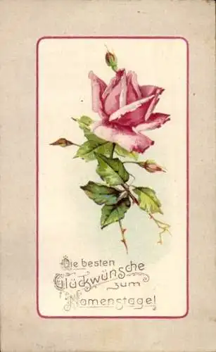 Ak Glückwunsch Namenstag, Blühende Rose