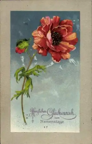 Präge Ak Glückwunsch Namenstag, Mohn