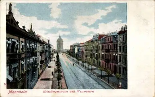 Ak Mannheim in Baden, Heidelbergerstraße, Wasserturm